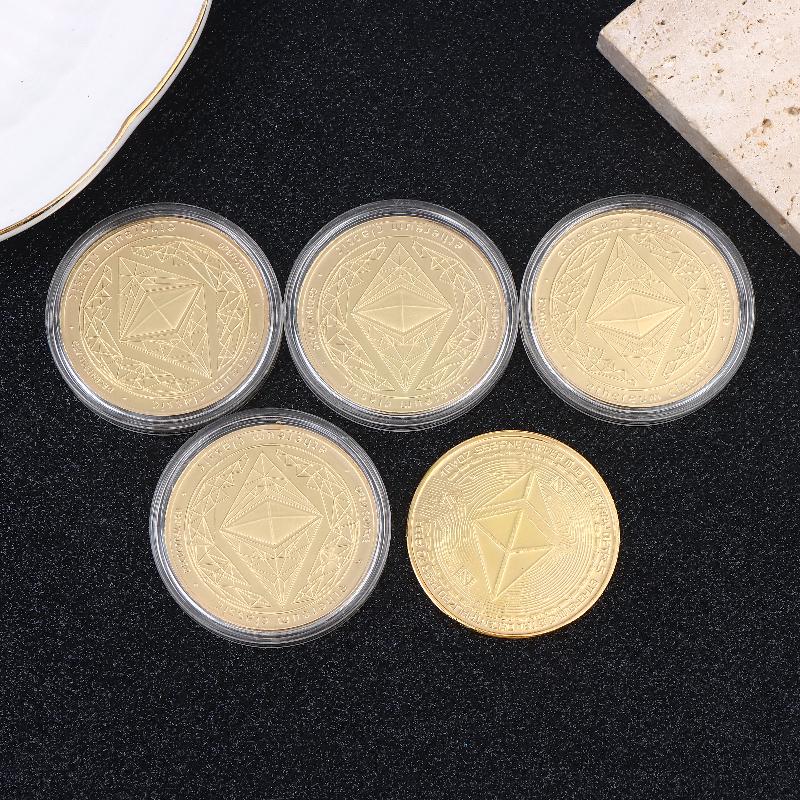 

5Pcs Ethereum Commemorative Coin 1.5Mm Metal Crafts, Commemorative Medal, Commemorative Coin Collection, Ironwork золотий