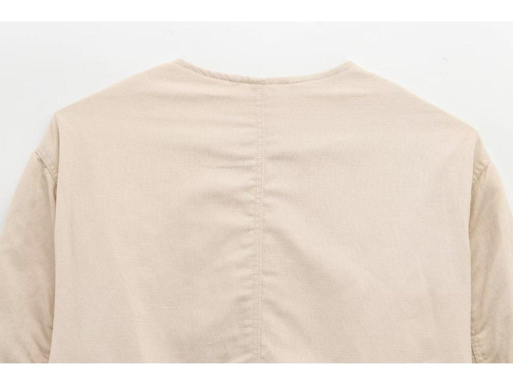 2025 Spring Women's European & American Style Linen Blend Bomber Jacket
