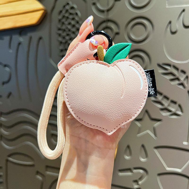 Creative Leather Fruit Keychain Cartoon Peach Lemon Cherry Keychain Pendant Exquisite Bags Hanging Accessories Girls Gifts