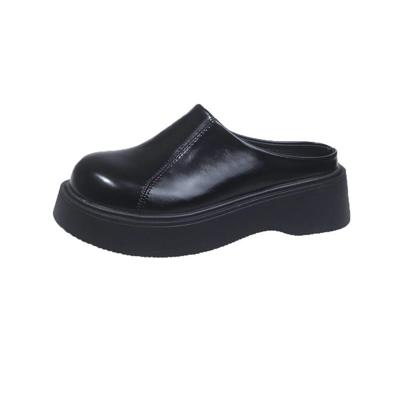 Platform loafers women's spring and autumn 2025 new fashion British college style increases height and thinness, one pedal small leather shoes