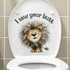 Funny Cartoon Little Lion with Messy Hair Toilet Stickers, Self-Adhesive Cute Decor for Bathroom Toilet Tank Decoration