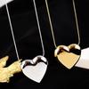 Dainty Two-Sided Heart-shaped Pendant Necklace Vintage Hip-hop Sweater Chain Lightweight Choker Necklace Ornament