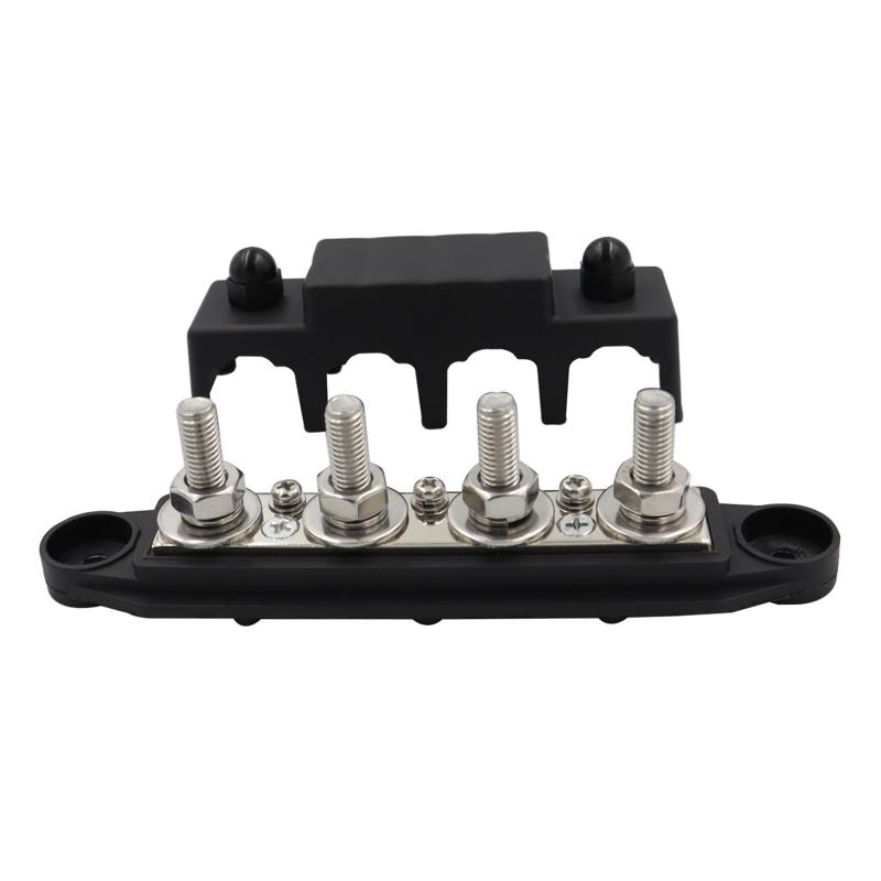

4 Terminal Power Distribution Block Bus Bar with Covers 250 Amps Rating Marine Bus Bar Battery Terminal Distribution 1 чорний