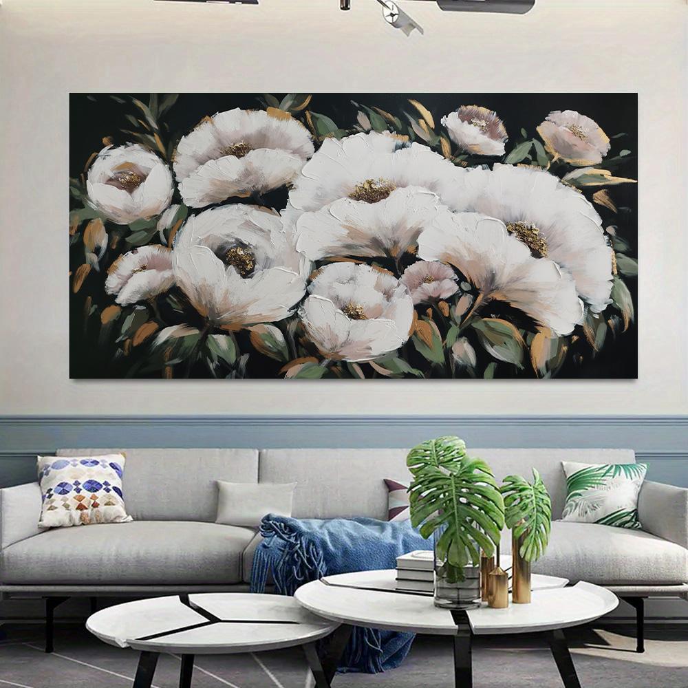 Abstract White Flower Oil Painting on Canvas Wall Art Pictures for Living Room Decoration Accessories
