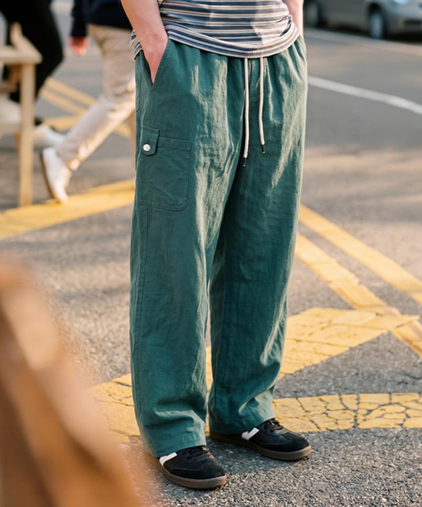 WV PROJECT Daylight Elastic Waist Pants Green Jilp7859