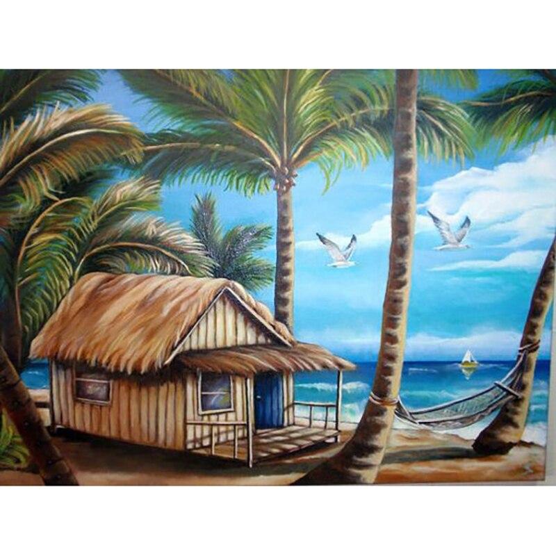 Pictură cu diamant 5D DIY, peisaj, casă, broderie cu diamant, peisaj, punct de cruce, burghiu rotund complet, decor cadou manual