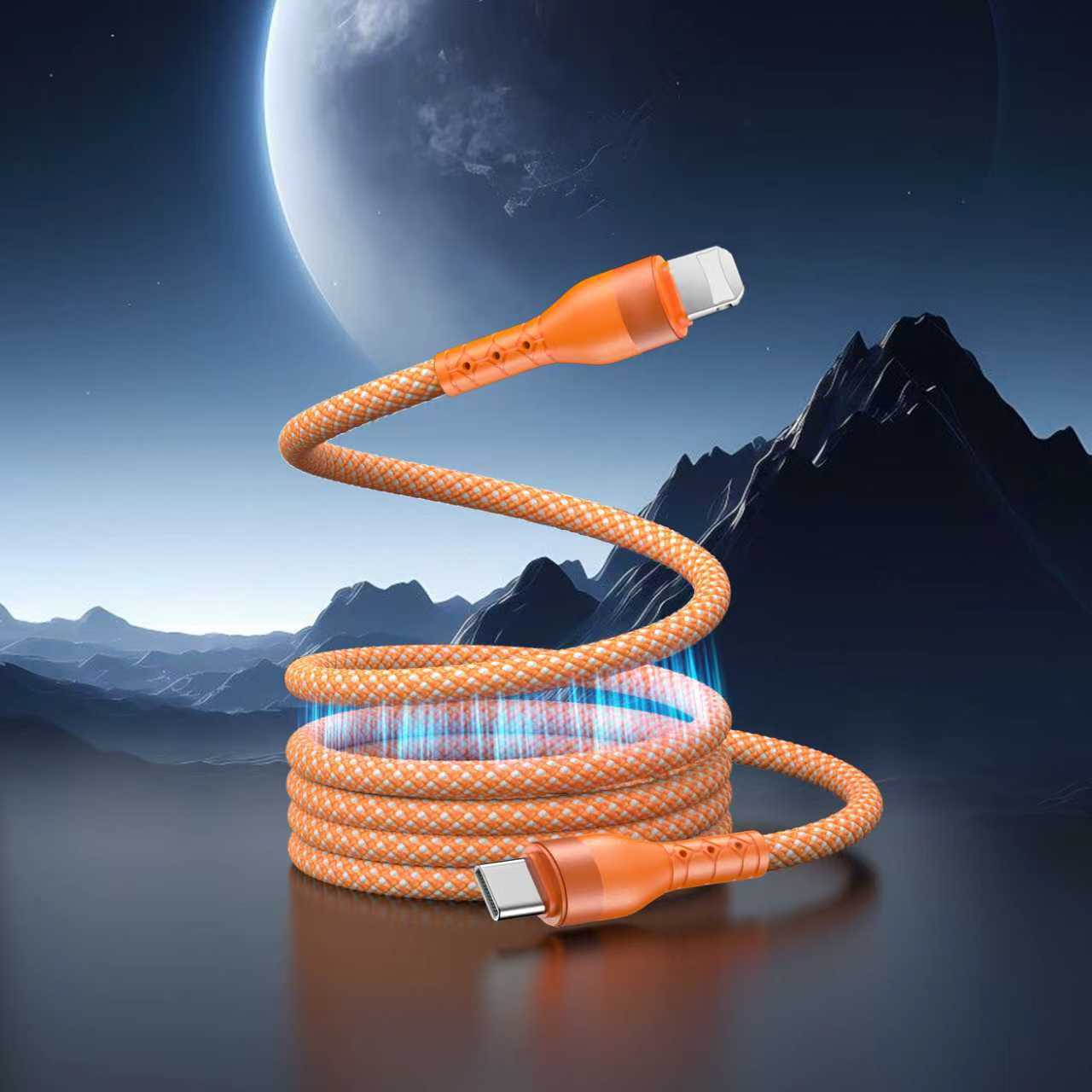 Dual-Type-C Braided Charging Cable for Mobile Phones 100W Magnetic Fast-Charge Data Cable Compatible iPhone for for for 60w magnetic cc-black