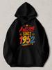 Awesome Since 1952 Vintage Retro Black Pullover Hoodie with Colorful Stars Graphic Unisex Casual Sweatshirt for Birthday Anniversa