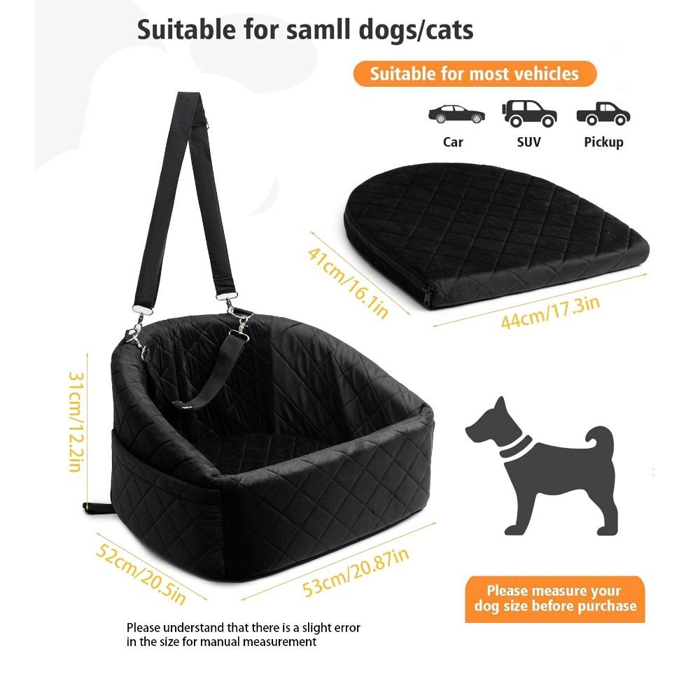 Multifunctional Dog Car Seat Detachable Travel Bed with Storage Pockets for Small Medium Dogs