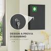 Medicine Cabinet with 3 Shelves and Lock with Keys in Steel, 30x14x46cm, Black