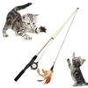 Pet Cat Kitten Feather Bell Retractable Fishing Rod Pole Playing Teaser Toy