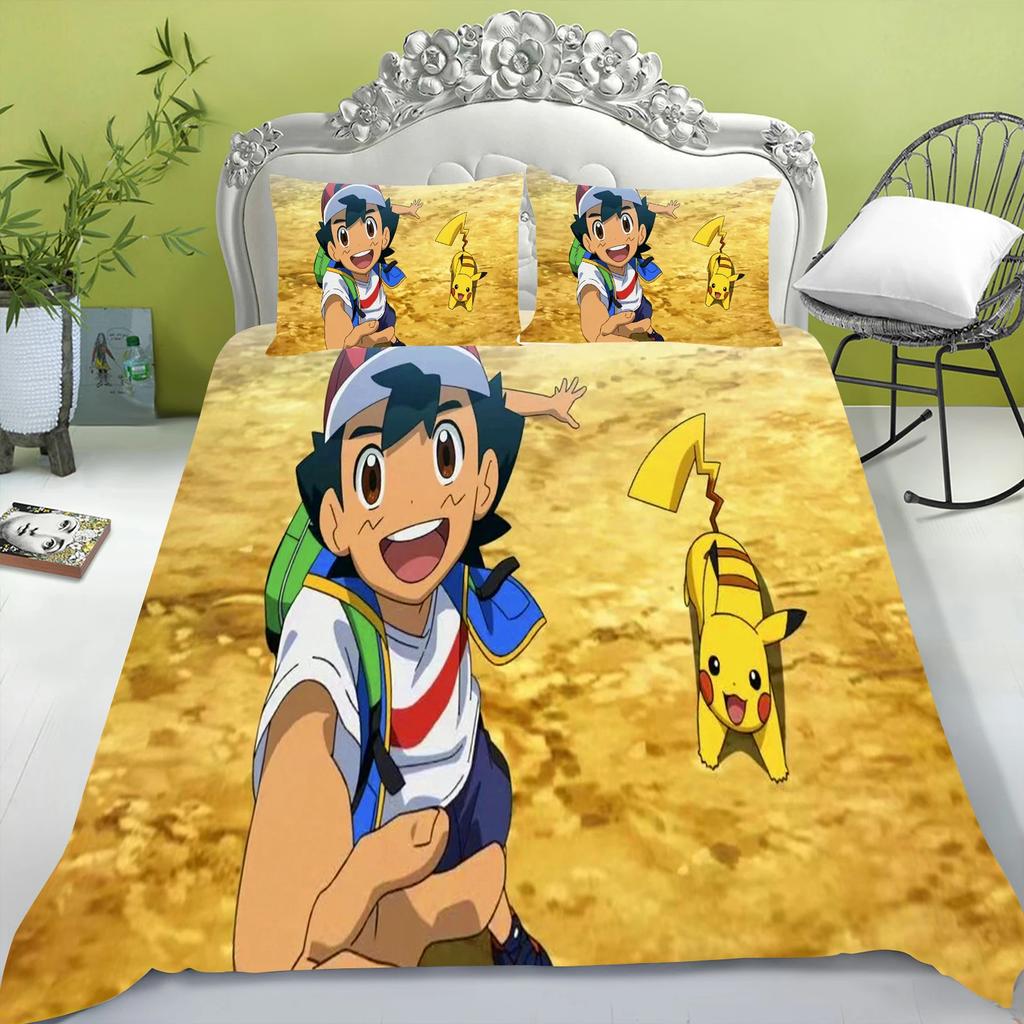 Electric Mouse Bedding Set Children'S Bedding Set Squirtle Quilt Duvet Cover King Size Twin Covers Children Printed 100% Polyest