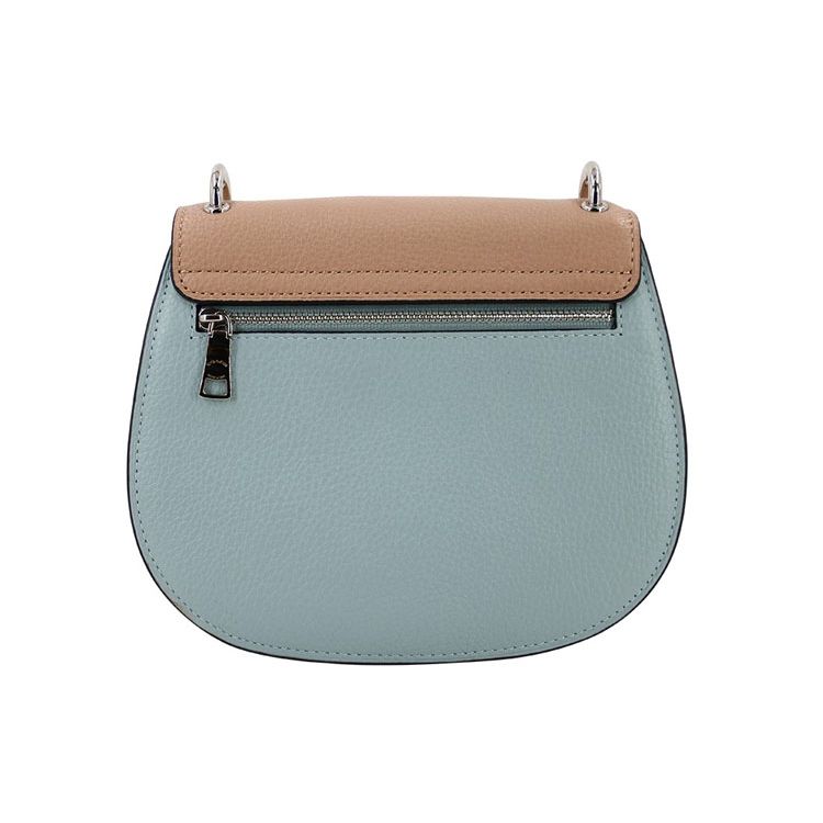 Coach Remi 17 Color Block Leather Saddle Bag Women Shoulder Bag Khaki White Sky-Blue 1330-SVUM