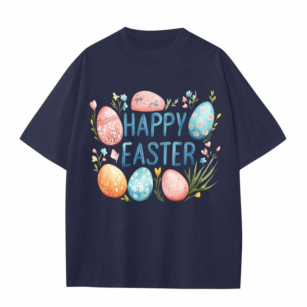 Pojkar och flickor Casual Lös Påsktryck T-shirt Rund Halsad Pullover Kortärmad Topp