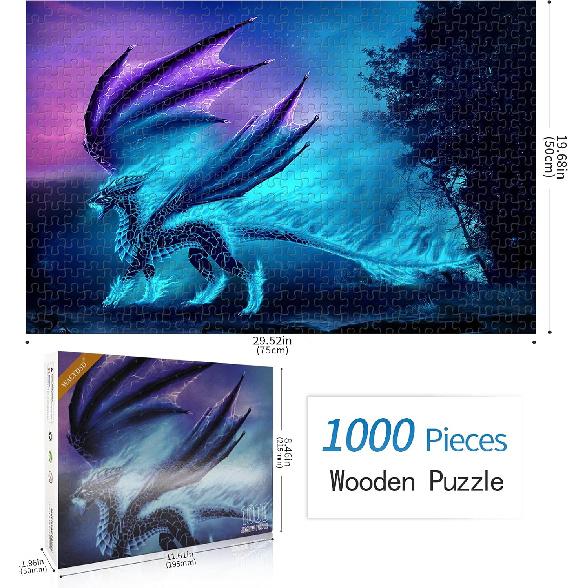 Jigsaw Puzzle 1000 Piece Dragon in The Mountains Classic Puzzle Adult Puzzle DIY Kit Wooden Toy Unique Gift Modern Home Decor