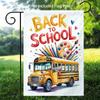 1pc Back To School School Bus Garden Flag - 30.48x45.72 Cm, Outdoor Yard Decor