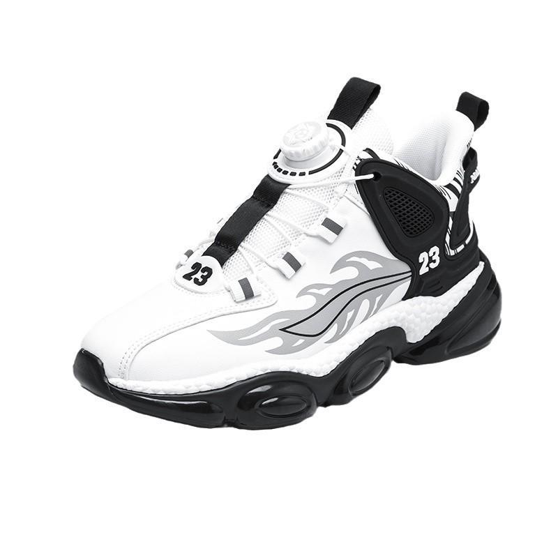 Autumn and winter rotating buckle men's shoes breathable new men's casual running shock absorption sports heightening air cushion dad shoes