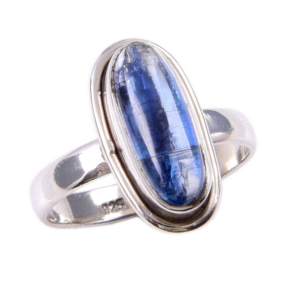 Natürlicher Kyanit Edelstein Handgefertigt 925 Massiv Sterlingsilber Geschenkring S.7 m7A24