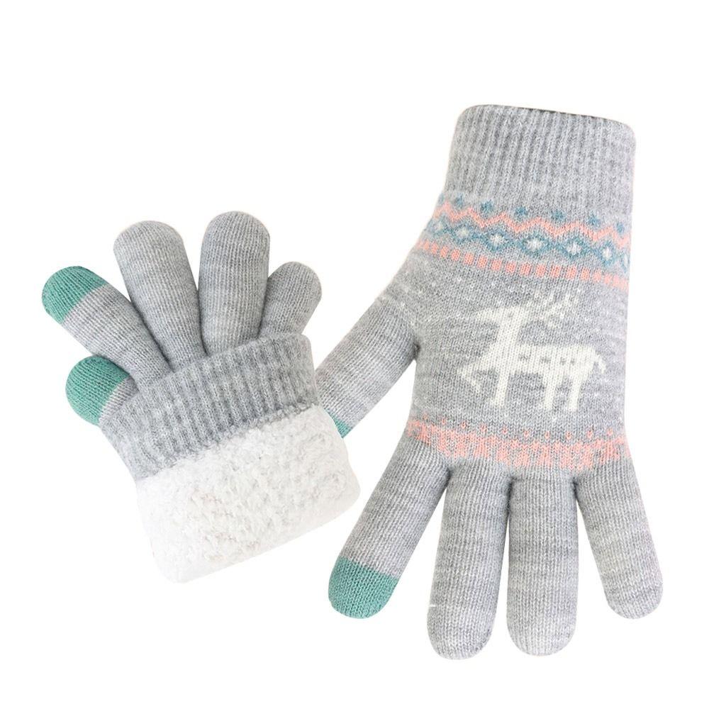 Fleece Lining Winter Gloves Thickened Knitted Gloves Fashion Warm Gloves  Women Men