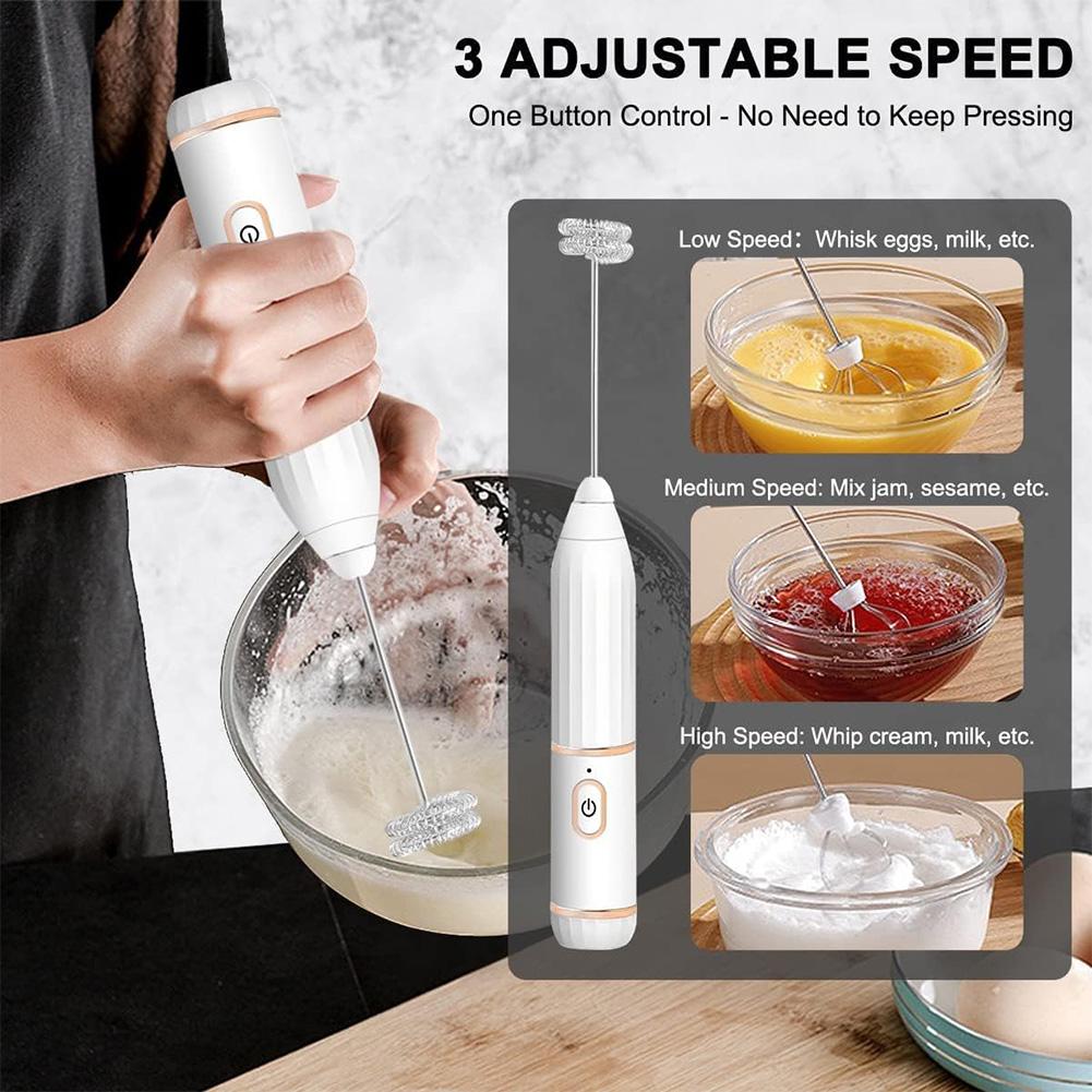 Eierbesen Handmixer mit 2 Aufsätzen Kabelloser Eieraufschläger Elektrischer Milchschäumer Milchschaum für Kaffee Heiße Schokolade