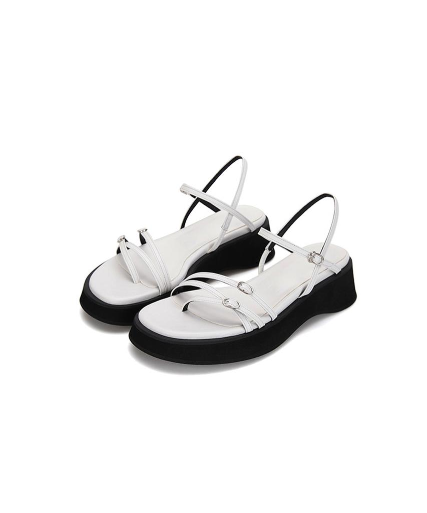Circle Strap Platform Sandals (White)