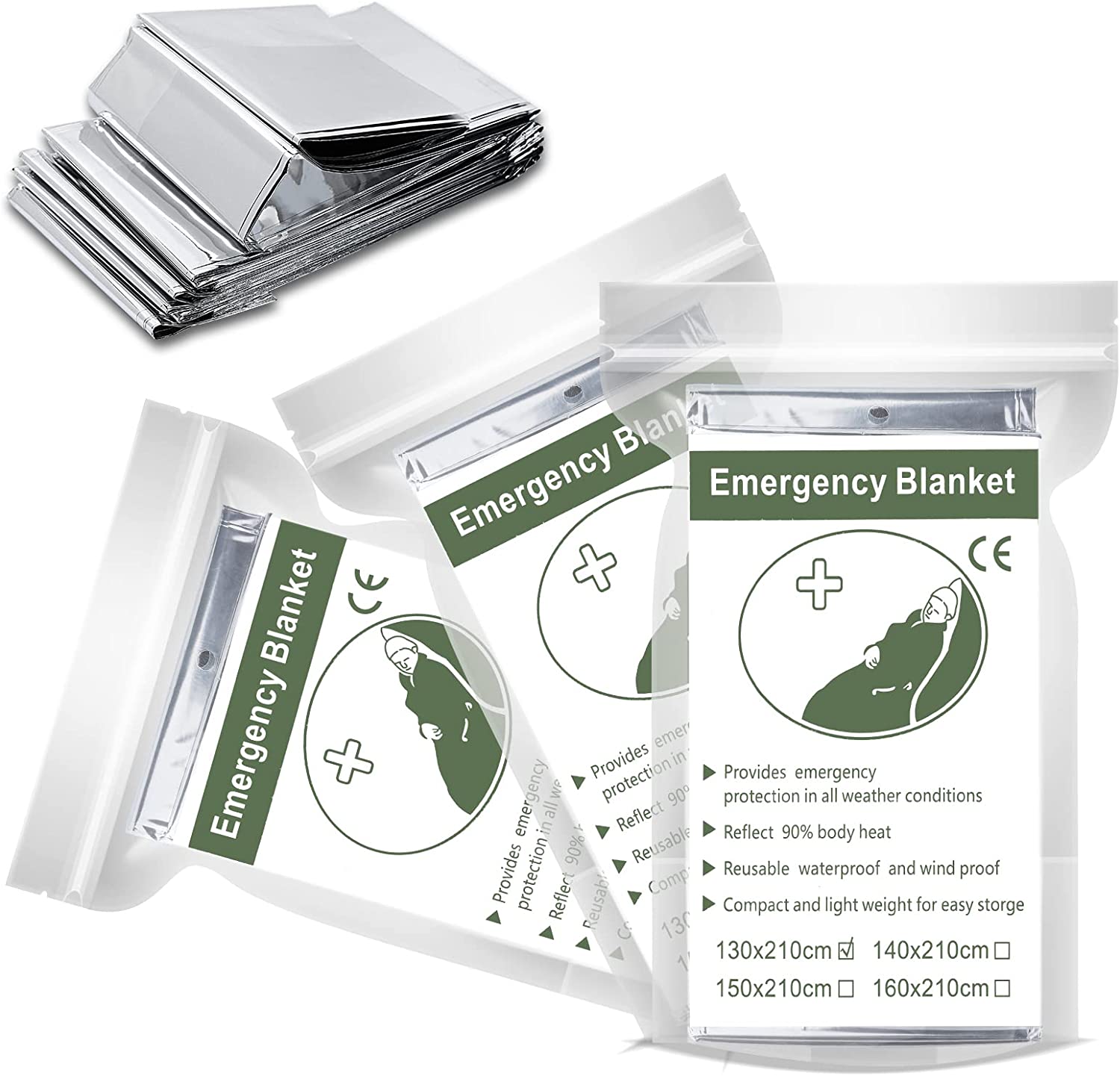 Anthrive First Aid Rescue Aluminium Foil Body Heat Waterproof Emergency Thermal Shock Emergency Blanket for Camping Hiking серебряный