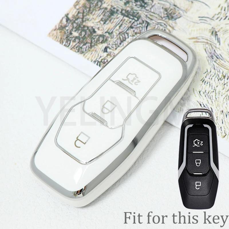 Tpu Car Key Case Cover Auto Shell Fob Holder For Ford Fusion Mondeo Mustang F-150 Lincoln Edge Explorer Mk   Protector