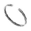 Hip-hop Personality Ancient Silver Weave Twist Opening Adjustable Bangles for Men Women Couple Retro Simple Jewelry Accessories