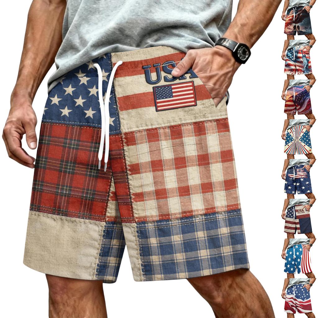 Men's Independence Day Printed Casual Drawstring Waist Shorts