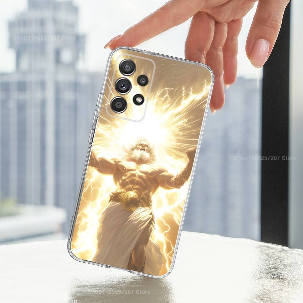 Mythology Greek Art Zeus For Samsung A51,30,71,S9,Ultra,S20,FE,22,Lite,23,21,PIus,10,Transparent, Silicone Case