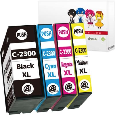 Compatible Canon Ink Cartridge X 1 Set with Level Indicator and IC Chip Compatible by Green High-Quality PGI2300-PG (BK/C/M/Y) [High-Quality Pigment]