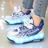 Kinder Leuchtende Sneaker Reibschuhe Aufladen und Demontieren Vierrädrige Rollschuhe LED Kinder Leuchtende Sneaker