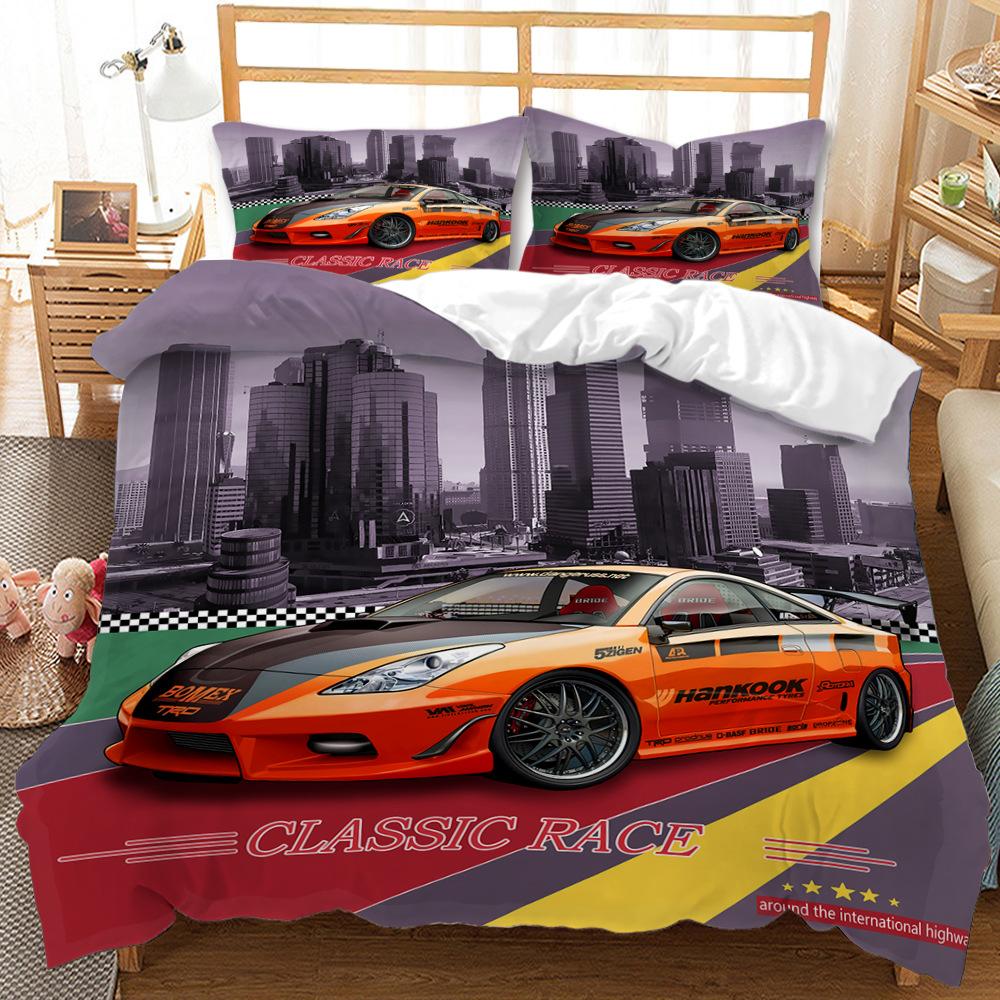 Speed Sports Car Duvet Cover Set King Queen Size 3D Extreme Sports Luxury Motorcycle For Kids Boys Teens Polyester Bedding Set