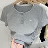 Women's Summer 2025 Pleated Lace Bow Short Sleeve T-Shirt