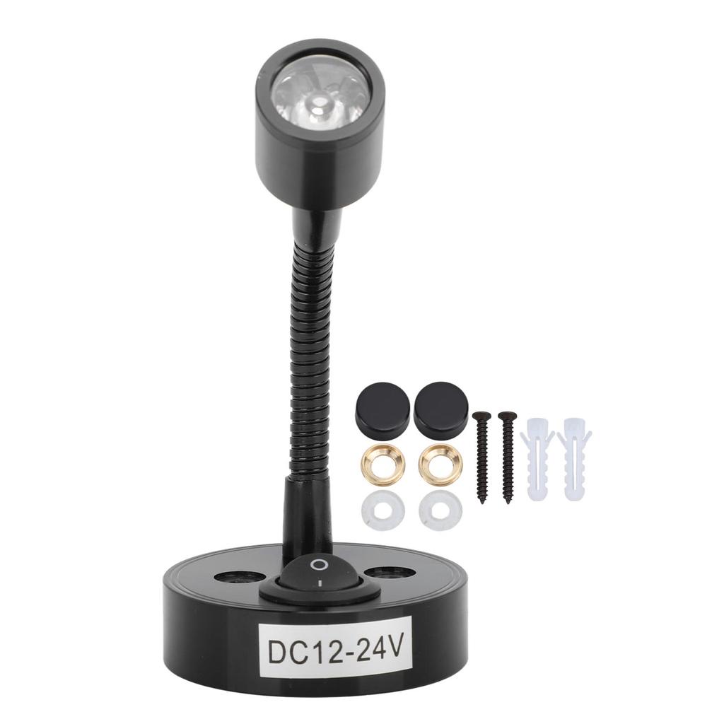 RV Reading Light LED High Brightness Easy Installation Bedside Spotlight for Boat Yacht DC12 To 24V Black