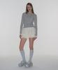 CRANK Striped Basic Boat Neck Top_Gray