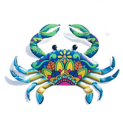 Cute Cartoon Painting Crab Halobios Wrought Metal Wall Hanging Ornament Baby Room Dangle Wind Chime Pendant Garden Balcony Decor