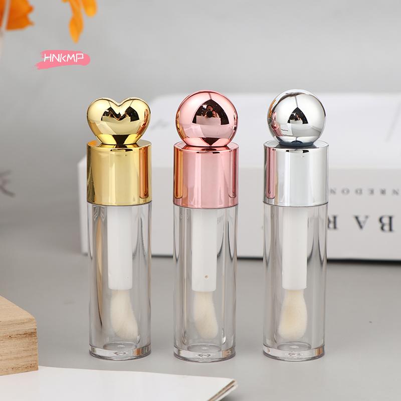 5ml Electroplated Lip Gloss Tube with Large Brush Head Transparent Pink Gold Silver Thick Rod Empty Bottle for Lips Container