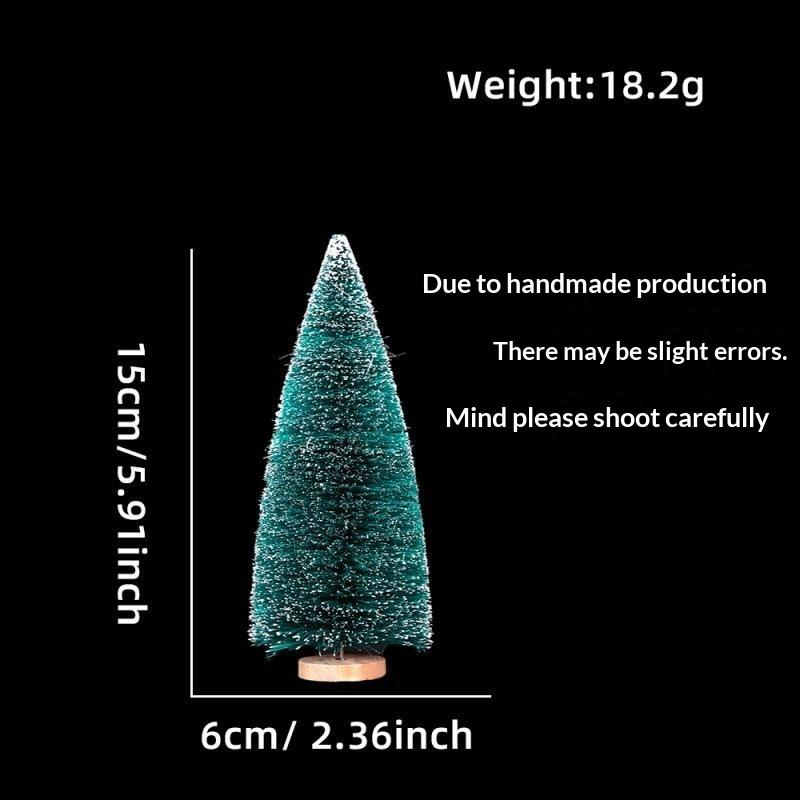 Mini Artificial Christmas Trees With Snow Frosted Finish Wooden Bases For Tabletop Decor Holiday Party Home Diy Crafts