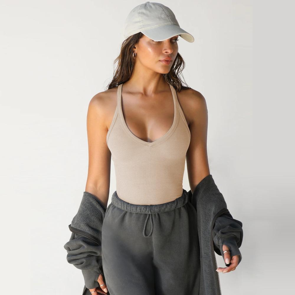 

Short Sleeve Knitted Vest European and American Women s Sexy Slim Top Bottom S абрикосовый