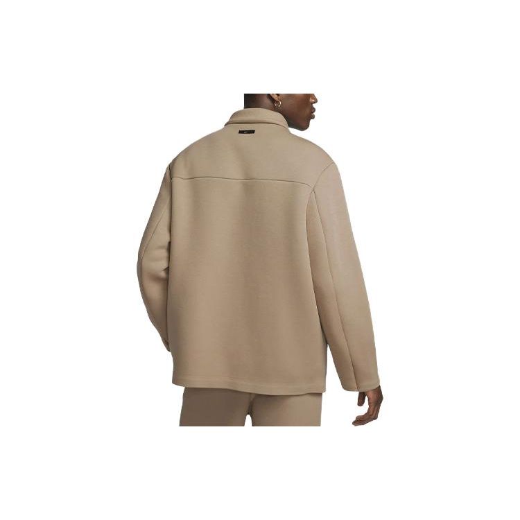 Nike Sportswear Tech Fleece Reimagined Oversized Shacket Khaki Men Tops Tan FB8167-247