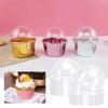 EY# 50 Pcs Cupcake Liners Disposable Ramekins Portable with 50Pcs Lids Baking Cu