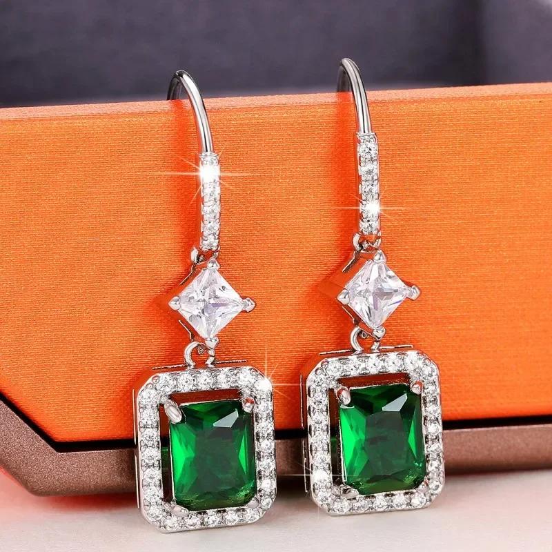 New Green Crystal Stone Earrings In Europe And America, Paired With Dazzling Luxury Women'S Anniversary Gifts, Gorgeous Jewelry
