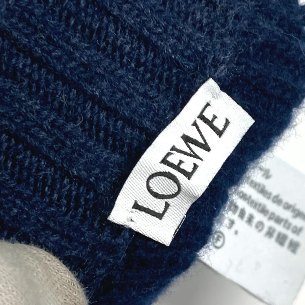 Loewe Anagram Logo Gloves Leather Tag Leather Tag Gloves Wool Navy