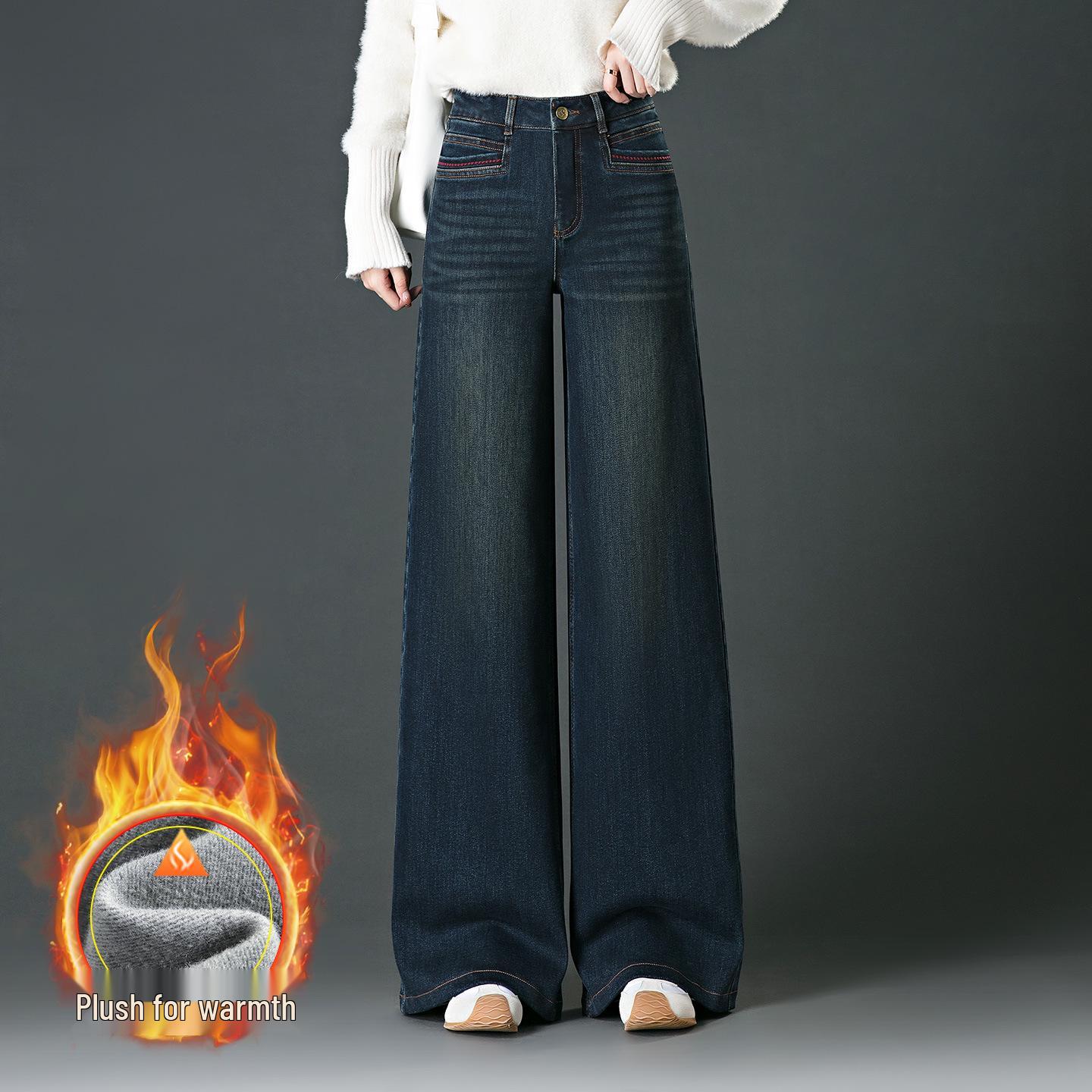 

Women s High-Waisted Thickened Corduroy Fleece-Lined Wide-Leg Pants - Plus Size Fashion for Curvy and Mature Figures M