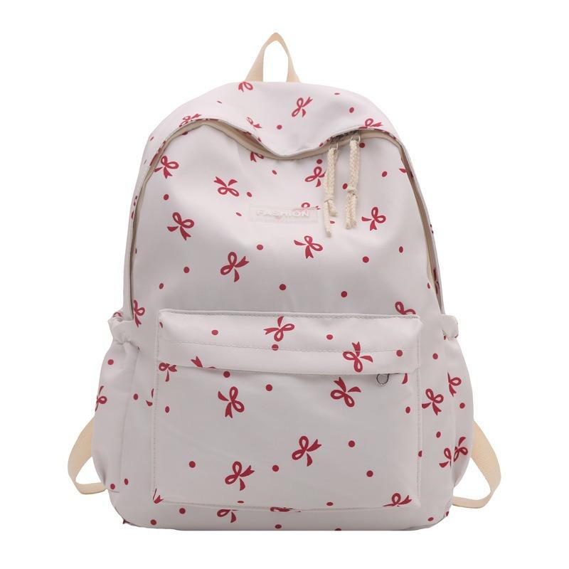 Bow Backpack Cute Girl College Style School Bag Light Going Out Casual Backpack Large Capacity Women's Bag