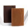 Retro Crazy Horse Leather Small Zipper Pouch Compact Lid Button Coin Key Wallet Pocket Money Bag
