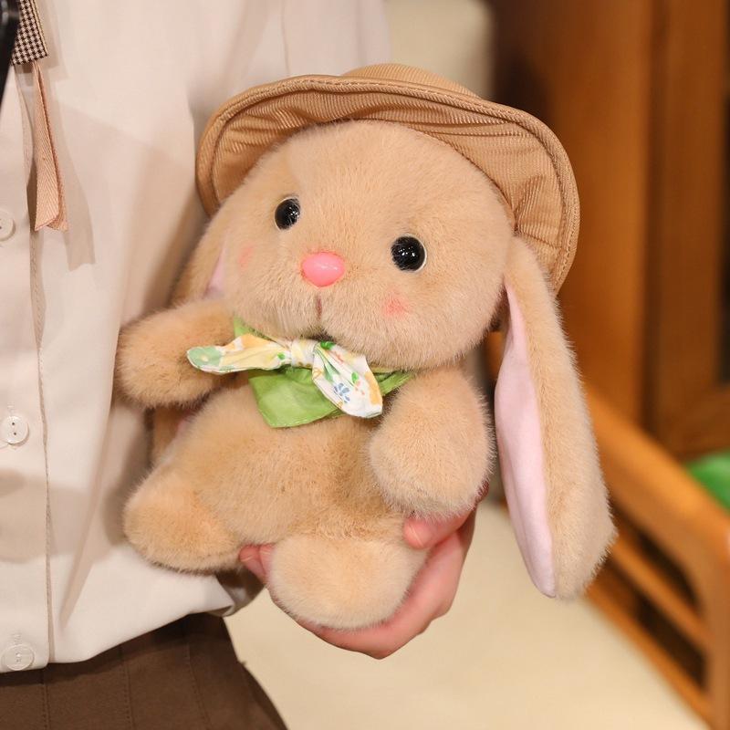 Cute Pudding Rabbit Doll Plush Toy Doll Wearing Hat Little White Rabbit Children Rag Doll Girls Holiday Gift