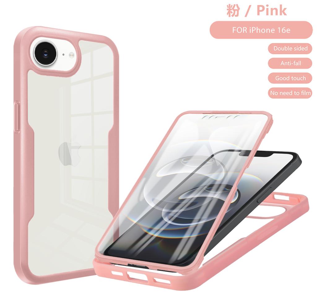 360 Full Protection Case For iPhone 16e Clear Screen With Silicone Bumper TPU+PC Back Cover For iPhone 16 e iPhone16e 2025 Funda