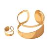 Gold Bangle Bracelets and Ring Set Fashionable Hollow Circular Gold Rings and Bangles Jewelry Set for Fashionistas
